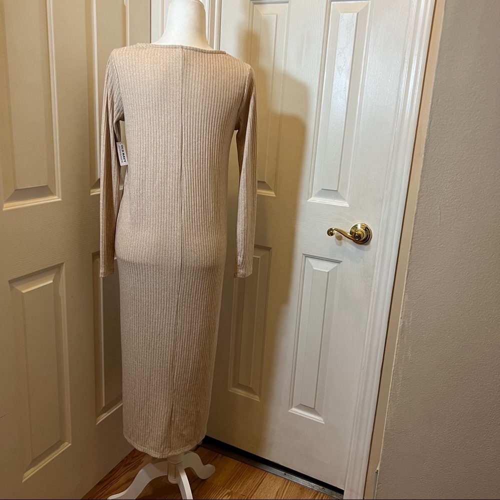Old Navy Rib Knit Cardigan Sweater Midi Wishbone Beige Dress Size XS - Picture 6 of 12